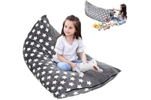 Fangehong 1 Pack Stuffed Animal Storage Bean Bag Chair Sofa Seat Cover, Large Stuffed Toys Organizer Bag with Zipper, Beanbag Holder Chairs without Filling Plush Toys for Kids and Adults (B)