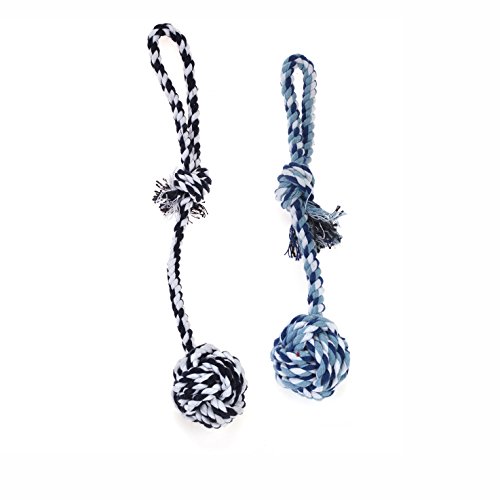 Chiwava-Pet-157-Rope-Tug-Dog-Toy-Multicolor-Knot-Cotton-Cord-Ball-with-handle-for-Puppy-Chew-Throw-Play-Random-Color