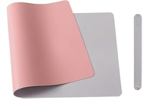 Morain Leather Desk Mouse Pad,Non-Slip PU Leather Office Desk Mat,Waterproof Laptop Desk Pad for Office and Home(Pink/Silver, 80x40cm)
