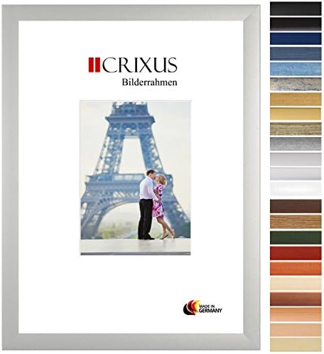 Crixus35 Picture Photo frame for 50 cm x 55 cm pictures, color: Silver Matt, wood frame MDF custom-made with acrylic art glass and MDF rear panel, frame width: 35mm, outside dimension: 55,8 x 60,8 cm