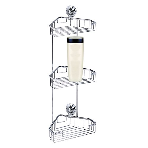 Tatkraft Trigger Eckregal Badewanne Duschecke 3 Etagen 23X17X56cm Stahl Verchromt Saugnapf