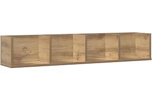 vidaXL CD Wall Shelf Storage/Floating Rack in Artisan Oak - Engineered Wood for Living Room/Bedroom/Office, 100x18x18 cm, 4 Compartments