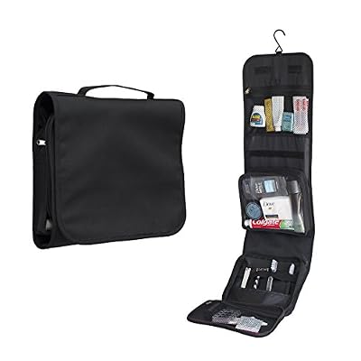 Nomalite Trousse de toilette à suspendre par Walden Co. | Trousse pliable et imperméable pour homme et femme. Inclut 3 poches XL dont un compartiment transparent détachable pour valise cabine en voyage avion