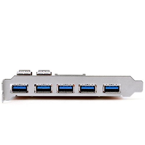 CSL – 7 Port USB 3.0 PCI Express (PCIe) Controller | 5 x extern (Ports) / 2 x intern | 15 pin SATA-Stromanschluss | Schnittstellenkarte USB 3.0 Super Speed | USB Hub intern - 2