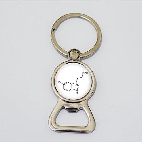 Chemistry Bottle Opener Keychain - Serotonin Molecule Bottle Opener Keychain - Serotonin Jewelry - Chemistry Keychain - Serotonin - Biology - Chemistry Bottle Opener Keychain