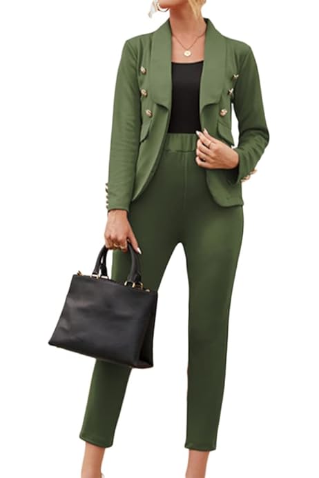 Tailleur Donna Elegante 2 Pezzi: Giacca E Pantaloni Slim Fit Per Ufficio E Cerimonie - Comodo E Stiloso - Foto 9