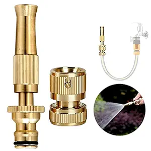 Nurven Brass Nozzle Water Spray Gun Twist Water Jet Hose Nozzles Hose Pipe Spray Gun High Pressure Water Gun SUITABLE for 1/2