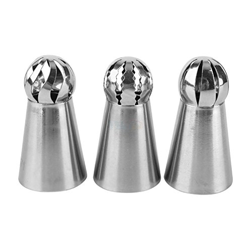 NALATI 3pcs Russische Spritztüllen Edelstahl Garniertüllen Düsen Set Blumen Cupcake Dekoration - 9
