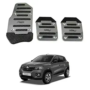 Oshotto 3 Pcs Non-Slip Manual CS-373 Car Pedals Kit Sports Pad Covers Set Compatible with Renault Kwid (Silver)