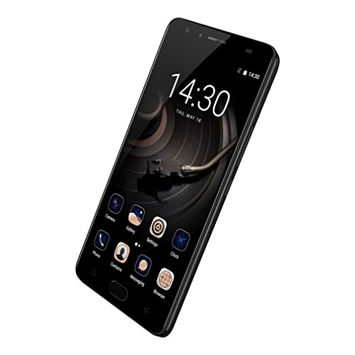 Gretel GT6000 - 4G Smartphone libre Android 7.0 con batería de 6000mAh (Pantalla de 5.5'' LCD IPS, cámara delantera (5MP) + cámara trasera dual (13MP), 2 GB de RAM, 16 GB, Quad Core 1.3 GHz, Quad Core 1.3 GHz, frente Identificación del tacto de la huella digital, SIM dual GPS), Negro