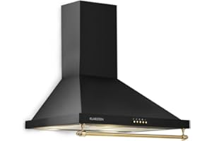 Klarstein Montblanc wall bonnet, extractor bonnet exhaust air/recirculating air, 3 levels, chimney bonnet with max. exhaust air output: 610 m³/h, wall-mounted, width: 60 cm, black