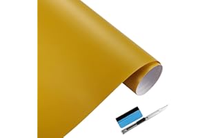 NewL Pellicola autoadesiva in vinile giallo opaco, bolla di rilascio dell'aria, per esterni, valutato per uso automobilistico, contiene strumenti di installazione (30 cm x 150 cm)