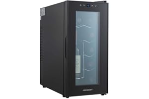 Cookology CWTE10BK 10 Bottle Thermo Electric Wine Cooler and Chiller for Counter Top, Digital Temperature Control, Less Noise and No Vibration – Black