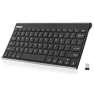 Arteck 2.4G Wireless Keyboard Stainless Steel Ultra Slim Full Size Keyboard for Computer / Desktop / PC / Laptop / Surface / Smart TV and Windows 10 / 8 / 7 / Vista / XP Built in Rechargeable Battery