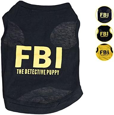 FishBabe Puppy Pets Fashion FBI Logo Print Vest Sports Causal Cool Chihuahua T Shirt Cats Small Dogs Summer Clothes Apparel Black X-Small