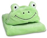 Babydecke mit Tiermotiv und Kapuze | Baby Kuscheldecke aus weicher Mikrofaser | Kapuzenhandtuch - 4