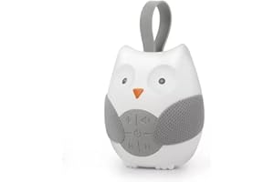 Benkeg Portable Owl White Noise Machine Baby Soother with 10 Light Music Songs 2 Natural Sounds 2 Lullabies Silicone Strap for Infants Toddlers