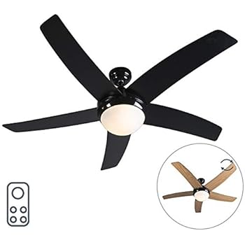 Qazqa Ceiling Fan With Light And Remote Control Wings 42 Steel