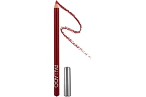 Palladio Lip Liner Pencil, Wooden, Firm yet Smooth, Contour and Line with Ease, Perfectly Outlined Lips, Comfortable, Hydrating, Moisturizing, Rich Pigmented Color, Long Lasting, Rockin Red