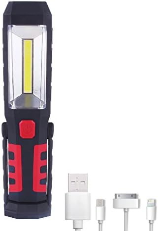 Inspection Lamp NuoYo COB 400LM LED 60LM Torch Work Light with Adjusting Stand Hanging Hook and Magnet 18650 battery 12V 3W Red …