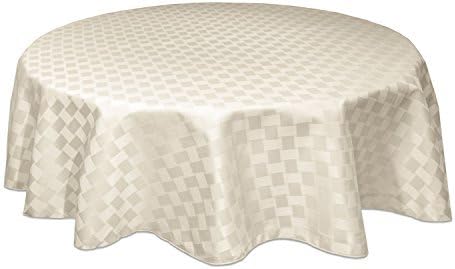 Bardwil Reflections Spill Proof Oval Tablecloth, 60 X 84-Inch, Pearl by Bardwil