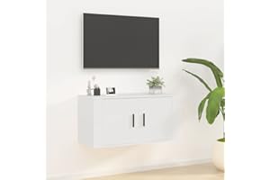 puraday Mobile Porta TV a Parete Mobile Sospeso Mobile Soggiorno Pensile Sospeso Mobile Tv Moderno Mobile Tv Sospeso Attrezzata Tv Mobiletto Tv Parete Bianco 80x34,5x40 cm