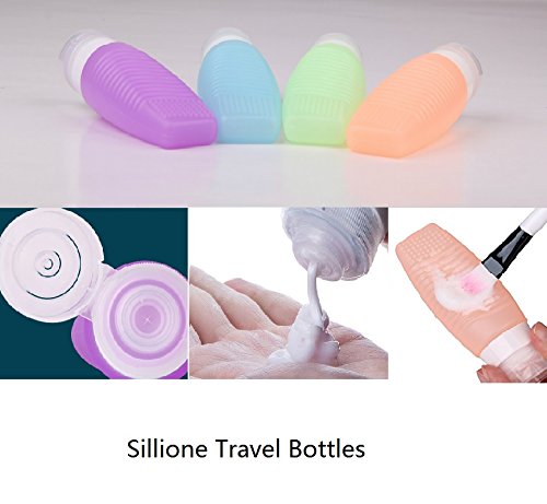 Schönes Leben* 4er Set Silikon Reiseflaschen mit Waschbrett Funktion Travel Bottles Leerflaschen für Shampoo, Creme, Spülung, Körperpflege - 7
