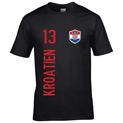 FanShirts4u Herren Fanshirt Trikot Kroatien Croatia Hrvatska T-Shirt inkl. Druck Wunschname u. Wunschnummer EM WM (3XL, Schwarz/Kroatien)