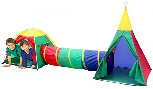 3 in 1 Childrens Adventure Play Dome Tent Tunnel Wigwam Outdoor Garden Game Toy