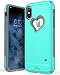 Produktbild VENA iPhone X / XS Hülle, Schutzhülle [vLove] [Herz Gestalten | Dual Layer Schutz] Hybrid Stoßfänger Abdeckung Case für Apple iPhone X / XS (5.8") - Aquamarin/Grau