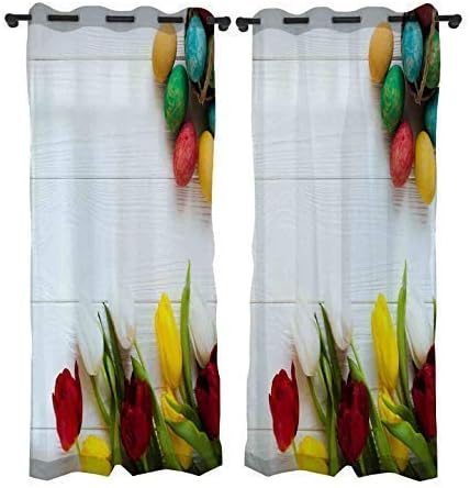 b7 CREATIONS® Polyester Knitted Floral Digital Print Curtain for Window (Multicolour, 5ft) - Set of 2 Pieces