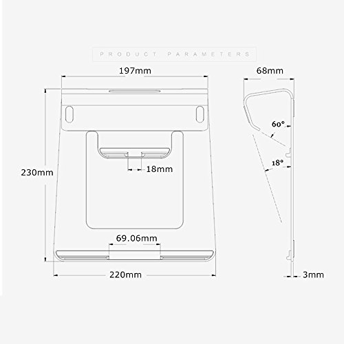 Cookey Laptop/PC Ständer Aluminium Ständer Unterstützt zu 9-17in Laptop / Tablet / Handys für Macbook Air Macbook Pro iPad Pro Surface Pro, PC Laptop Notebook und Handys (Silber) - 9