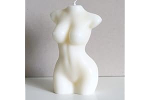 NICAVKIT Duża świeca do ciała – 180 g, dekoracyjna świeca z wosku sojowego, naturalna i ręcznie robiona świeca w kolorze białym/kremowym – 12 x 8 x 5 cm