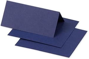Clairefontaine 75068C - Paquet de 25 Marque-Places - Format 8,5x8cm - 210g/m² - Coloris Bleu Nuit - Invitation Evènements et Correspondance - Gamme Pollen - Papier Premium Lisse