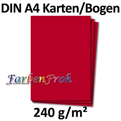DIN A4 Karten Planobogen - Rosenrot | 50 Stück | 240 g/m² | Bastelbogen - Kartenkarton - Bastelkarte | 210 x 297 mm | formstabil | Printable für Drucker geeignet | PREMIUM Qualitätsmarke: NEUSER FarbenFroh