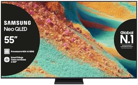 Samsung Neo QLED 4K Vision AI Smart TV 55'' QE55QN85FAUXZT, NQ4 AI Gen2 Processor, 4K AI Upscaling, Dolby Atmos & OTS Lite, Simple Chamfer Design,PACCHETTO INTRATTENIMENTO, 2025
