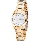 JOBO Damen-Armbanduhr Quarz Analog Edelstahl gold vergoldet Safirglas
