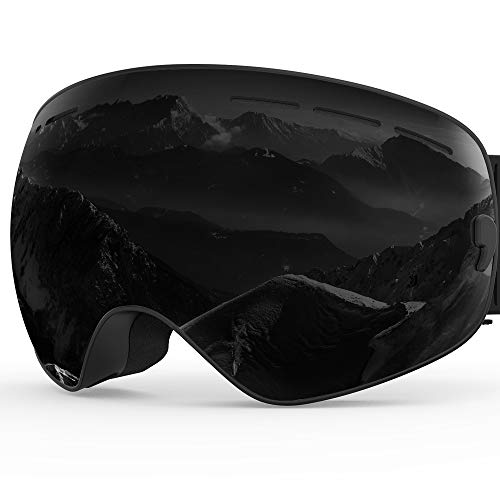 ZIONOR Lagopus X Motos de Nieve Snowboard Skate Gafas de esquí con Desmontable Lens y Lente Gran Angular Antiniebla Gran Esférico Profesional Unisex Multicolor (Negro)