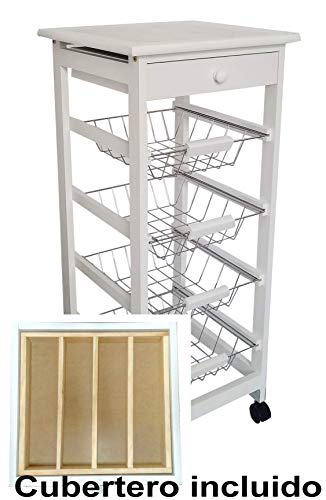 Mueble Gestion Verdulero Cocina Oporto 2 Blanco (Cubertero de Cajon Incluido)