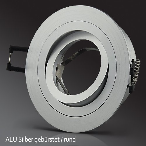 Preisvergleich Produktbild 10x Lu-Mi® Einbaustrahler ALU Einbaurahmen "Silber" Rund SD-1046, schwenkbar