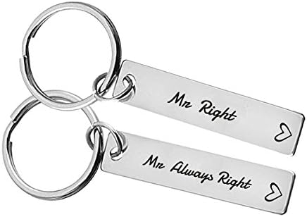 Mr right Mrs Always Right Keychains Set His and Hers Matching Set Gift for Vanlentines Day Wedding Anniversary (2pcs)
