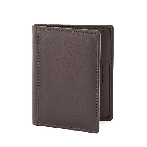 Two Fold Leather Credit Card Holder by 1642 - 6 Credit Cards (Brown)