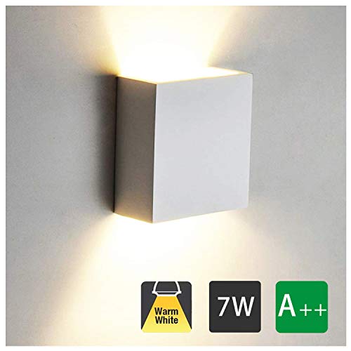 Applique da Parete Interno Moderno Led, 7W Lampada da Parete in Alluminio Bianco Caldo 3000K Lampada da Muro per Salotto, Bagno, Camera da letto (Bianco)