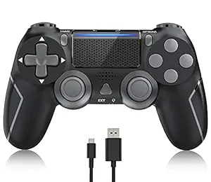 Wireless Controller for Pstation 4,ps4 Controller Black Dualshock 4,PS4 Gamepad Compatible with Ps4/Pro/Slim/PC,Remote Control with Audio Jack,360? Joystick Dual Vibration(Jet Black)