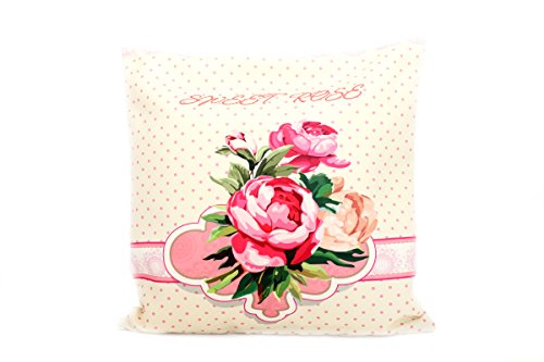 Kissenbezug Clara 40x40cm Sofa Kissenhülle Rose Landhausstil rosa Landhaus Retro Vintage alte Schrift Nostalgie Kissen Dekokissen