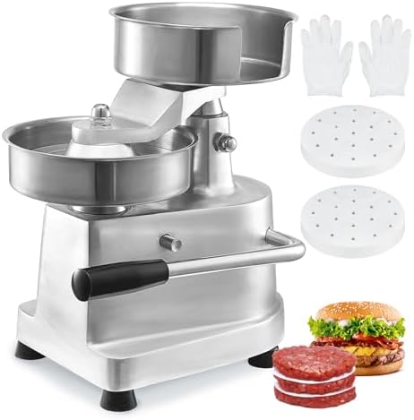 VEVOR Macchina per Hamburger Commerciale, Macchina per Hamburger Pressa Dimensioni 150mm, Pressa per Hamburger in Acciaio Inox per Formatura Carne 1000 Pezzi Carta per Hamburger, Pressa per Hamburger