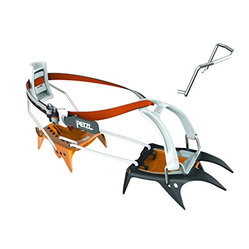 Petzl T02A LLU Irvis Hybrid Loverlock Universel - Crampones híbridos para las aproximaciones y el esquí por terreno glaciar, Gris/Naranja - Petzl