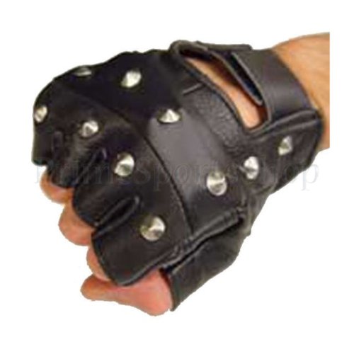 Prime Sports Guantes de Piel sin Dedos, Color Negro