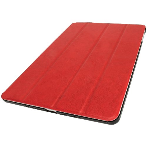 igadgitz Rot PU Ledertasche Hülle Smart Cover für Apple iPad Air 2013 Mit Multi-Winkel Betrachtungs-stand + Auto Sleep/Wake + Displayschutzfolie - 3