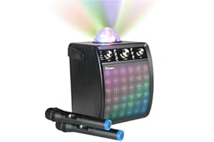 MR ENTERTAINER'S KARAOKE COLLECTION Portable Karaoke Machine & Speaker with Wireless Microphone & Disco Party Light. Mr Entertainer Moonbox (2 x Wireless Microphones)